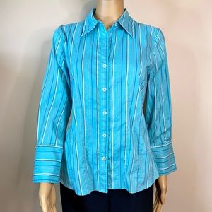 Rafaella Blue Striped Button Down Shirt